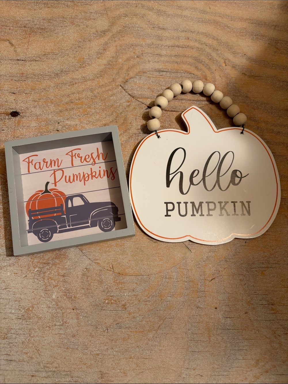 Hello Pumpkin Wood Pumpkin Wall Sign - White